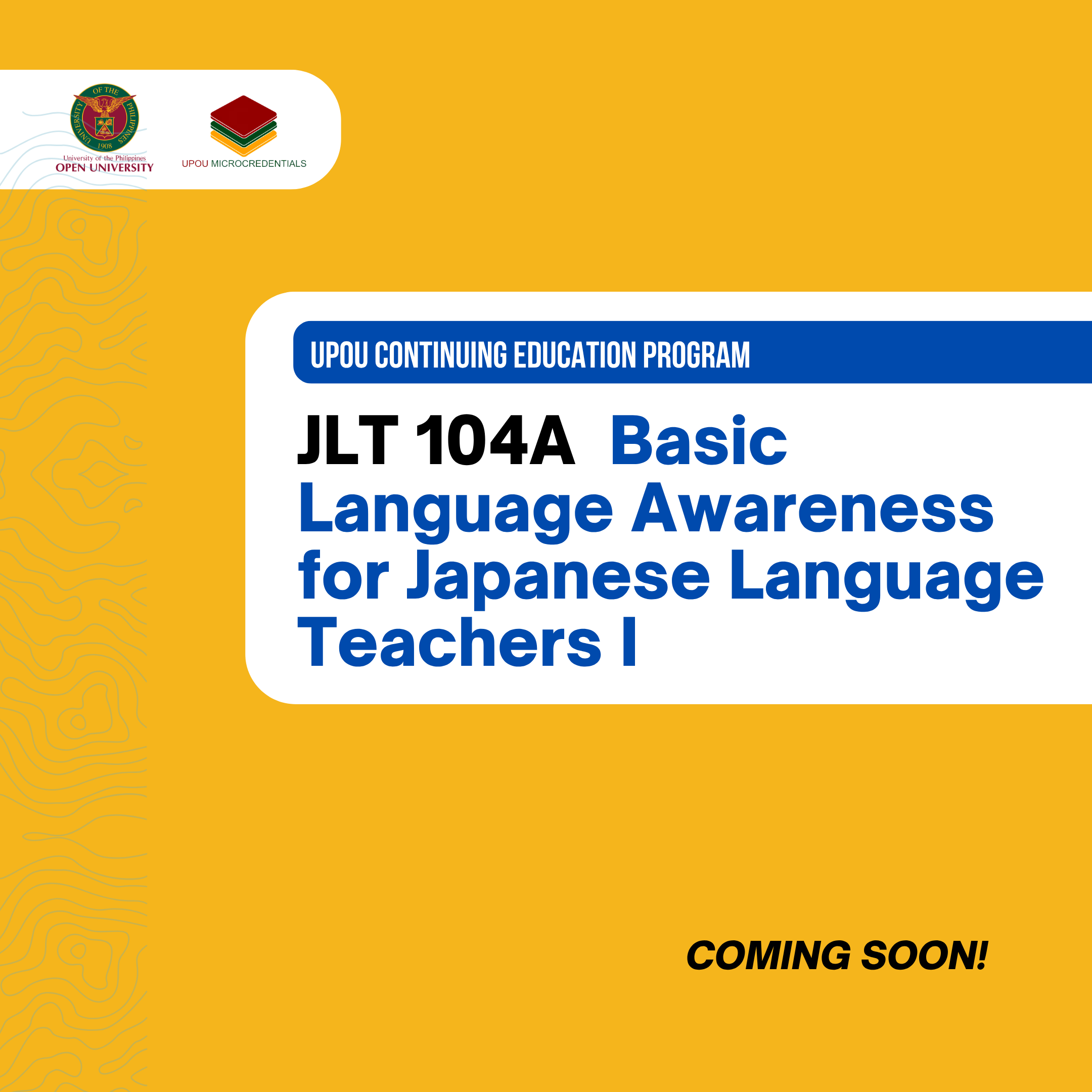 JLT 104A Basic Language awareness for Japanese Language Teachers I